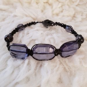 Smokey Purple Faceted Bead Macrame Bracelet